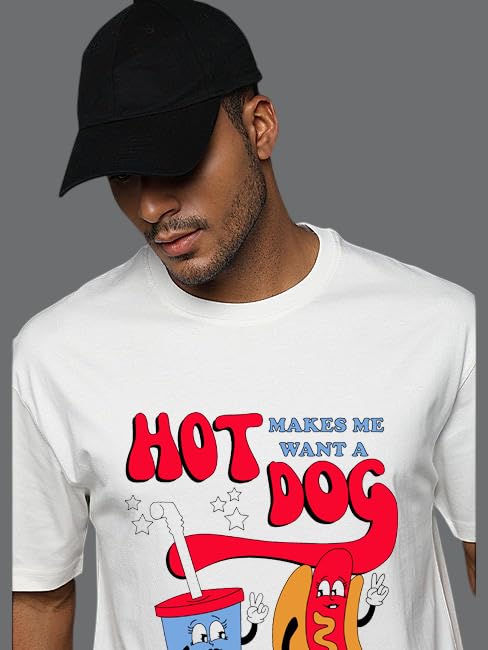Image of Men's 100% Cotton Round Neck Printed Oversized T-Shirt