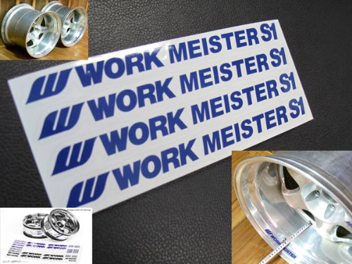 4pcs WORK MEISTER S1 SPOKE DECAL STICKER BLUE RACING WHEELS RIMS NUTS VINY WD36