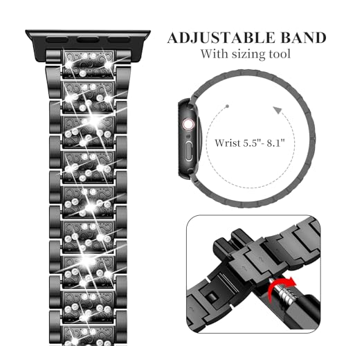 Image of SUPOIX for Apple Watch Band 41mm + Case, Bling Bands for Women (Black)