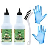 Powerful Grout & Tile Cleaning Gel-Natural, Bleach-Free, Non-Toxic – Penetrating Plant Based Surfactants Easily Eliminate All Stains In Showers, Bathrooms, Kitchens And More-Large 32 OZ - Combo Pack
