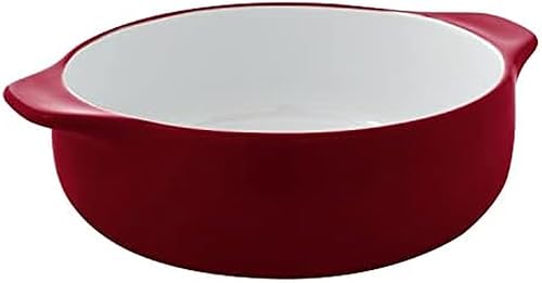 KitchenAid Cacerola redonda de gres vitrificada, 2 cuartos de galón, color rojo