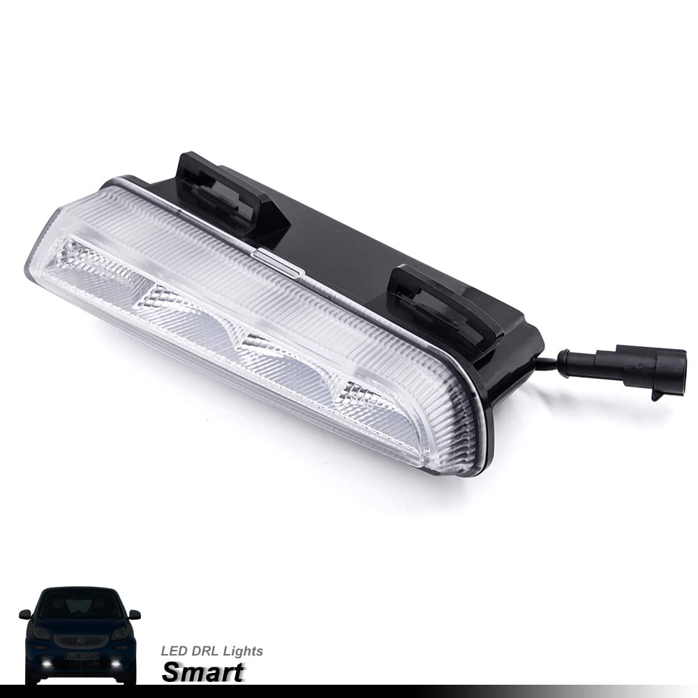 Luci Diurne LED Compatibili con M-ercedes-Benz Smart Fortwo 451 2013-2015, Luci di Marcia Diurna DRL Anteriori Fendinebbia DLR Kit Cablaggio Canbus Senza Errori Bianco Xenon 800LM 2 Pezzi