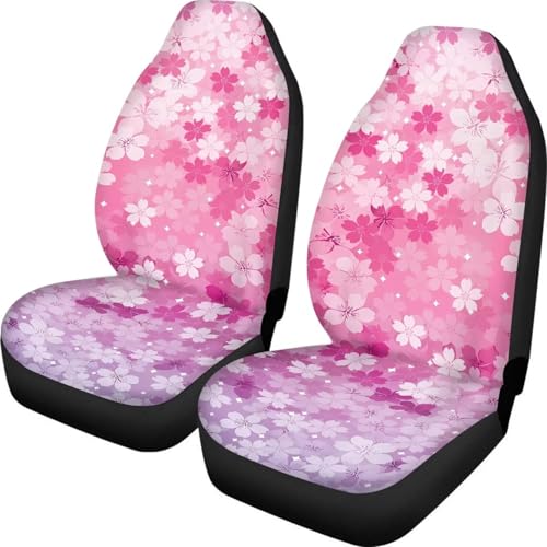 Howilath Pink Cherry Blossom 2 Piece Car Seat Cushion Cover Auto Accessories Anti-Slip Universal Fit Car Seat Protector Easy to Install
