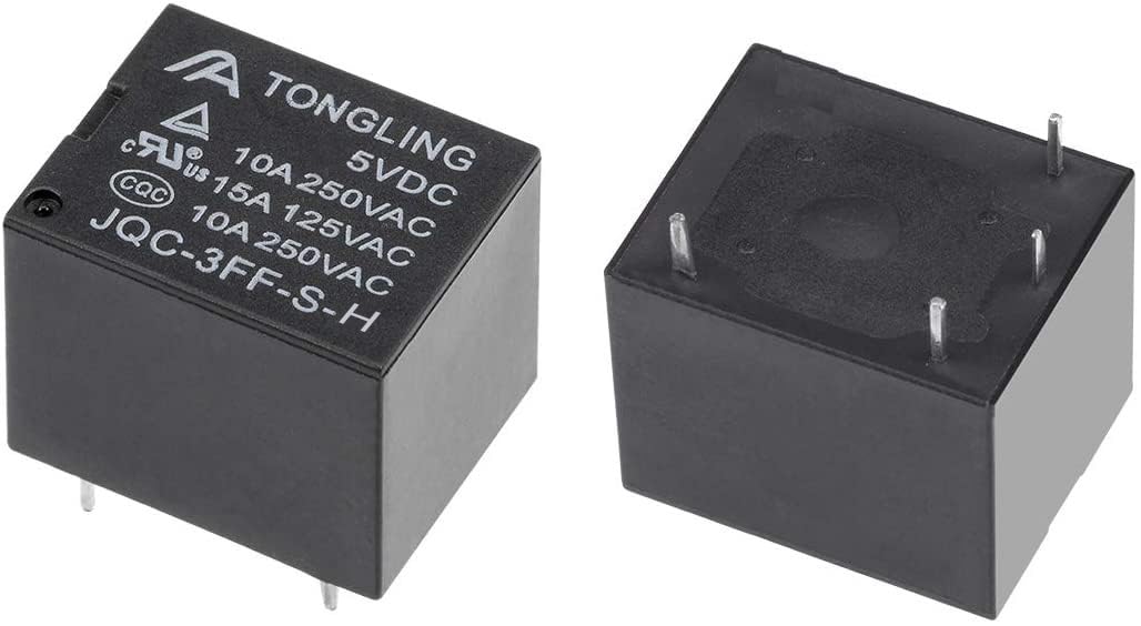 Guuzi 10 pezzi Relè di Potenza a Bobina da 5V, 4 pin SPDT Tipo PCB DC, Mini Relè di Potenza a Bobina, Contatto Relè 0~250V/10A