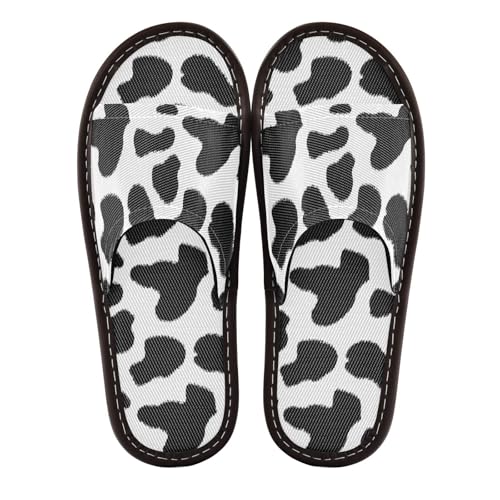 Women Men House Slippers Open Toes Travel Shoes Cow Print for Bathroom Pool Hotel Spa Beach