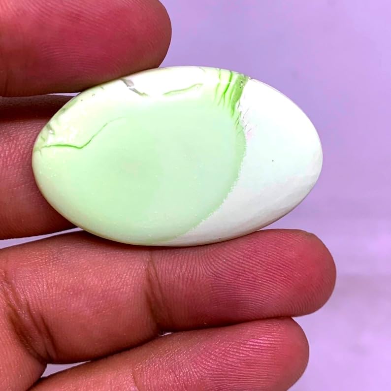 Chrysoprase citron de qualité cabochon d'exception pour pendentif de prestige - 3