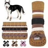 KOOLTAIL Anti Slip Dog Socks to Prevent Licking Paws and Slipping, Extra-Thick Grip Pet Boots & Paw Protectors, Winter Warm Puppy Shoes Booties for Hardwood Floors Small Medium Large Senior Dogs, SM