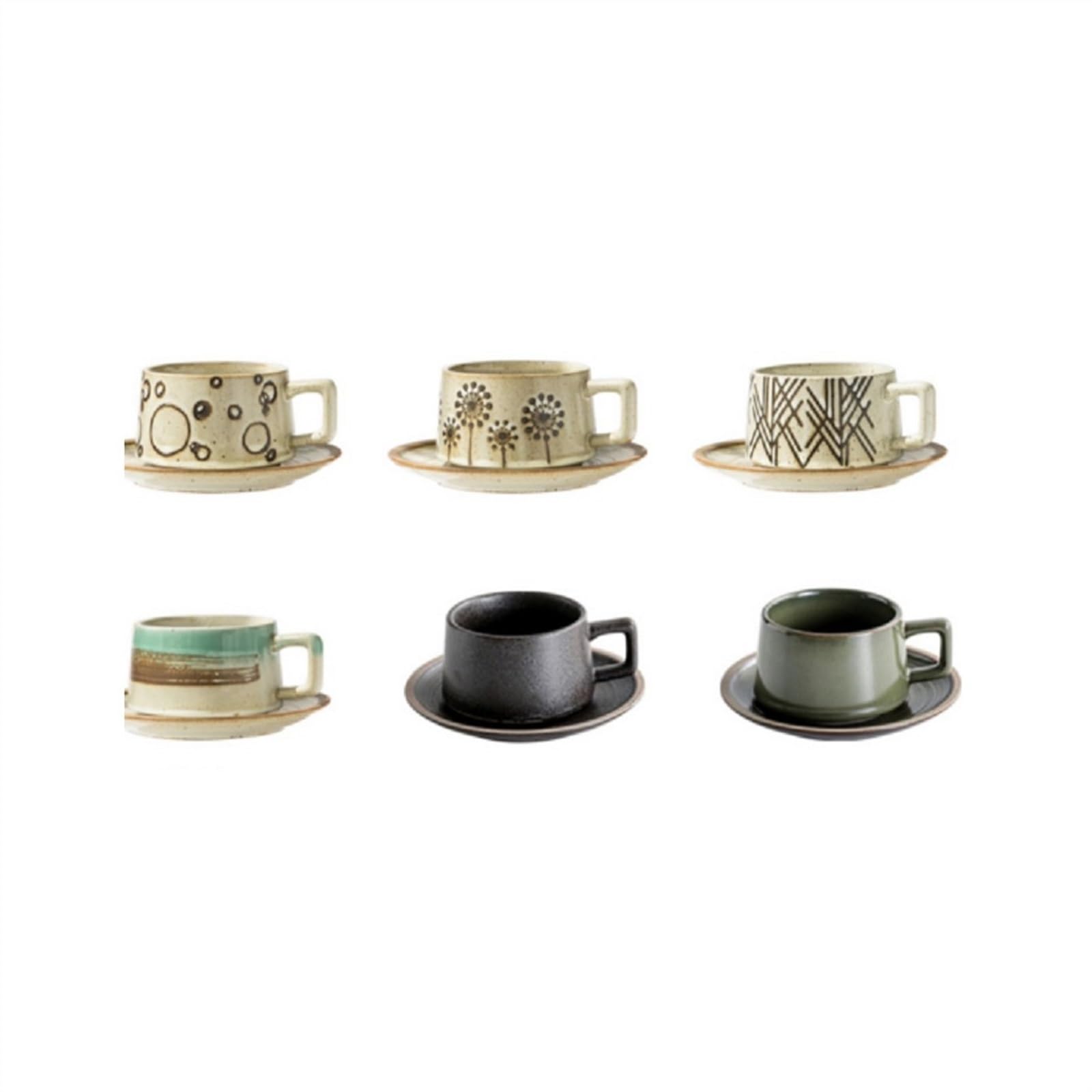 Kaffeetasse Retro Kaffeetasse Teller Set Kreative Schönheit Keramik Tasse Einfache Exquisite Tasse Teetasse(Color:4)