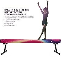 Vista 6 de Viga de equilibrio de 2,4 m ajustable y plegable ultrasimple, equipo de gimnasia de barra de piso alto y bajo de ante, no requiere herramientas