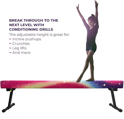 Miniatura 6 de Viga de equilibrio de 2,4 m ajustable y plegable ultrasimple, equipo de gimnasia de barra de piso alto y bajo de ante, no requiere herramientas,