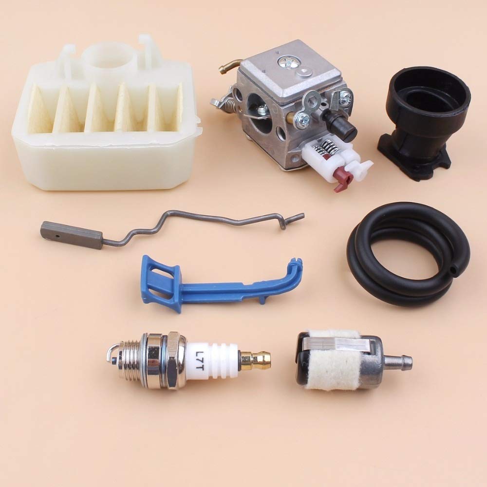 Tiempo Beixi Carburador Filtro de Aire de admisión del Acelerador Choke Varilla Manguera de Combustible Compatible con Husqvarna 340 345 350 346XP Motosierra Motor Motor Parts