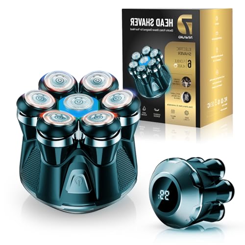 NIWUIO Head Shaver for Bald Men: Upgrade Electric Bald Razor -IPX7 Wet Dry Shaving- 7 Floating Heads for Ultimate Comfort - Rechargeable Grooming Kit for Scalp/Face/Beard-Close Shaving