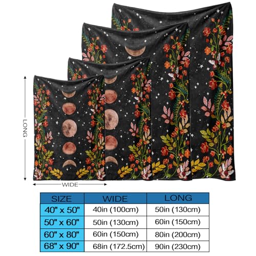 Lifeel Manta de jardim iluminada pela lua, fase da lua cercada por videiras e flores, decoração acon