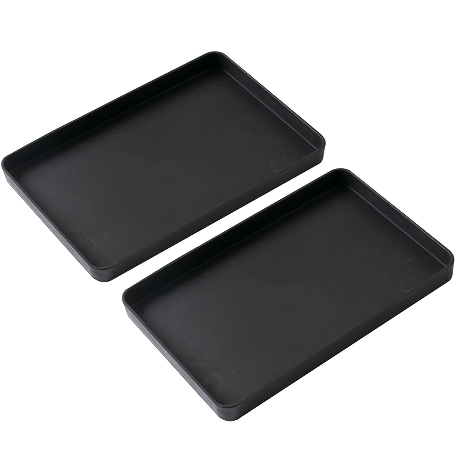 Paquete de 2 bandejas de plástico reutilizables negras para comedor y bebidas, elegante bandeja de servicio de restaurante, 39 x 27 cm, perfecta para eventos y catering