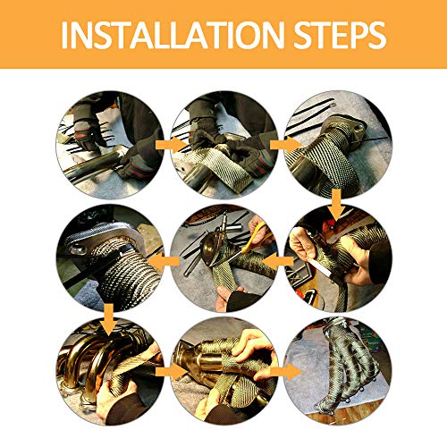 Liberrway Exhaust Wrap Header Wrap Exhaust Heat Wrap For Exhaust Pipes Tap Kit For Car Motorcycle, 2 Rolls Of 2" X50Ft With 20 Stainless Ties And Gloves #TOP5