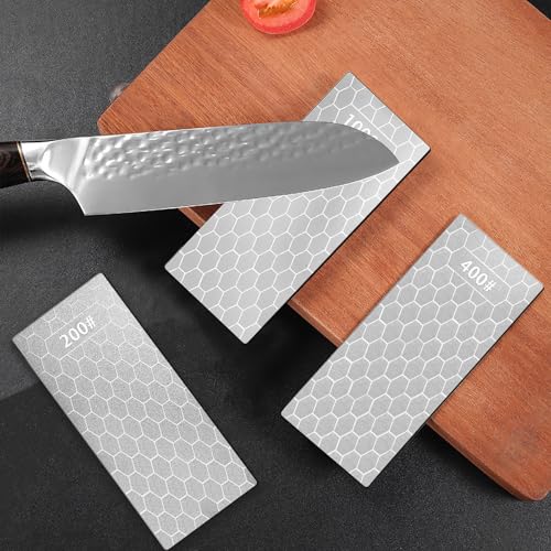 Diamant Schleifstein, 5 Stück Diamantschleifplatten, Körnung 400/600/800/1000/2000 Diamant Schleifstein Set, Diamond Stone, Schärfstein Platte Diamantplatten, Wetzstein für Messer und Werkzeuge
