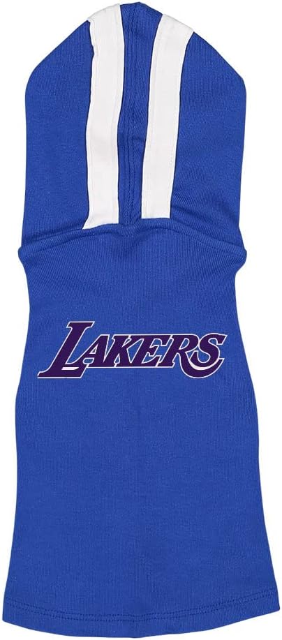 Basketball Graphic Dog Shirt with Hoodie - Print Dog Hoodie - Art Print Dog Clothing - Royal White, L