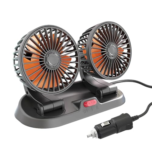 Ventilador doble para el automóvil: ventilador doble para coche recargable y ventilador fresco con 2 velocidades | Viento fuerte, ventilador de coche para reposacabezas trasero, ventilador USB