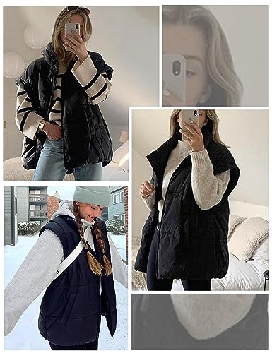 AMEBELLE Women's Oversized Puffer Vest Winter Quilted Lightweight Stand Collar Warm Padded Gilet Sleeveless Puffy Outerwear3