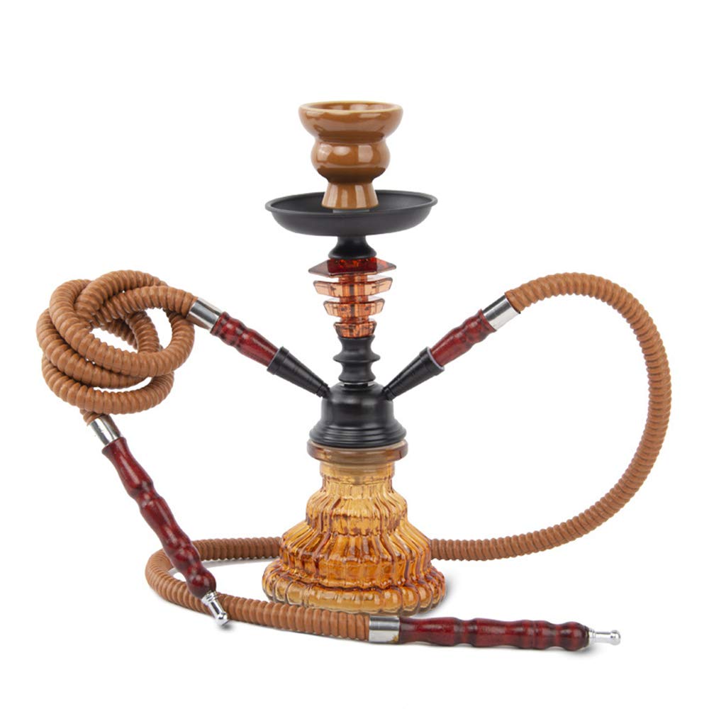 Juego para Fumar Hookah Pipe Shisha con 2 Mangueras Y un Cuenco de Cerámica, Kit de Shisha de Lujo, Jarrón de Agua de Vidrio, Juego de Shisha, Kit de Inicio de Cachimba
