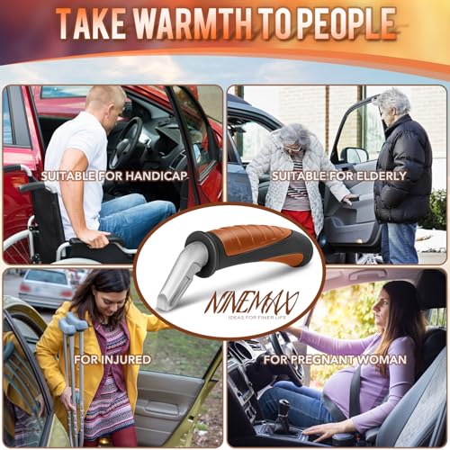 NINEMAX Ausstiegshilfe Auto Einstiegshilfe Auto Senioren,2 Stück Haltegriff für Car Zum Aussteigen, Einfach zu Benutzen für Behinderung Schwangere(Schwarz/Orange)