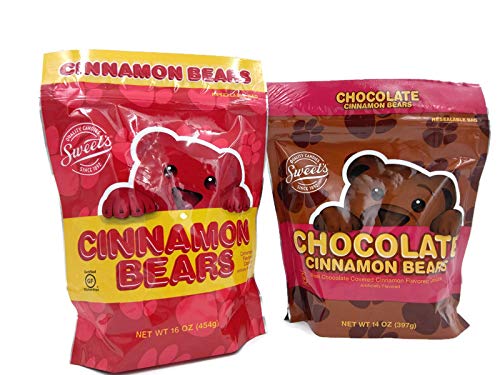 Sweets Cinnamon Bears 16 oz and Chocolate Cinnamon Bears 14 oz, Certified Gluten Free, Kosher Dairy, Proud USA Company, Resealable Bags