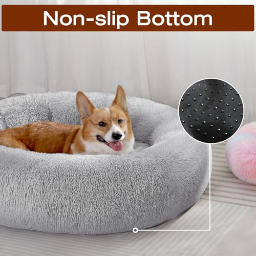 JOLLYVOGUE Dog & Cat Bed, Calming Anti-Anxiety Pet Bed for Small Dogs, Fluffy Donut Cushion for Small and Medium Pets (23") - Image 5