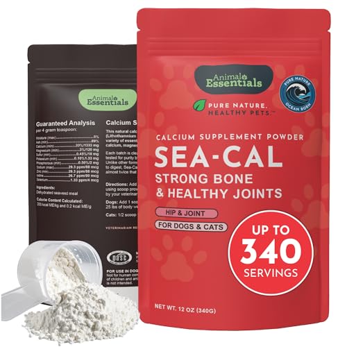 Animal Essentials Sea-Cal - Pure Seaweed Calcium Powder for Dogs with Magnesium, Joint Supplement...