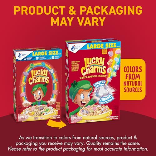 Image of Lucky Charms Gluten Free Cereal with Marshmallows, Kids Breakfast Cereal, Made with Whole Grain, Large Size, 14.9 oz