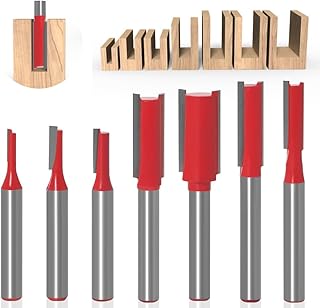 ASNOMY 7Pcs Straight Router Bit Set 1/4" Shank, Carbide Tipped Straight Cut Router Bits, Double Flute Straight Bit for Dado Trimming Cutter, Cut Dia 1/8",5/32", 3/16",1/4",5/16",3/8",1/2"