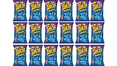 Takis Blue Heat - Vorteilspackung mit 18 Beuteln à 100 g Blaue Takis Chips - Intensiv würzige scharfe Chips mit feurigem Geschmack und knuspriger Textur