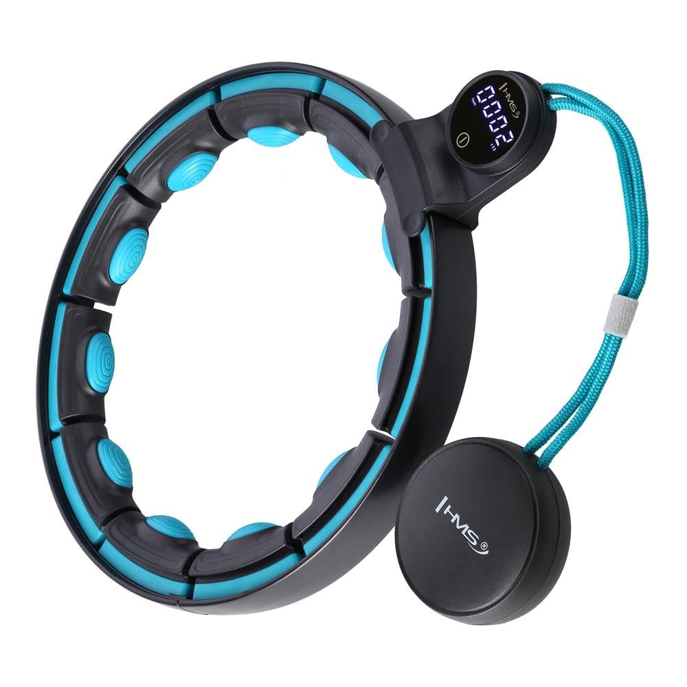 HMS HHM17 Smart Hula Hoop mit Gewicht & Digitalem Zähler – Verstellbarer Fitness Reifen 71–106 cm Taille, Magnetische Massagepunkte, USB-C Display, Schwerkraftball, Home Workout