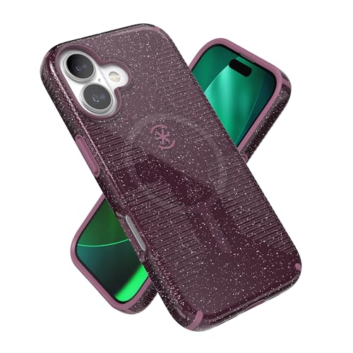 Image of Speck CANDYSHELL Grip +MS Case for iPhone 17 - Plumberry Glitter | Slim Protective Grip | Drop Protection | MagSafe Compatible