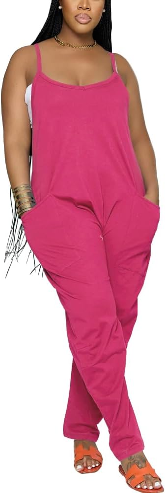 Nimsruc Womens Jumpsuits Casual Summer Rompers Sling Sleeveless Loose Baggy Overalls Jumpers With Pockets 2026