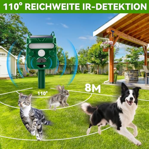 Pqetbv Repellente Per Gatti, Ultrasuoni Per Gatti, Ricarica Solare E Usb, Dissuasore Per Piccioni, IP54 Impermeabile, Può Cacciare Piccioni Uccelli Cani Gatti Topi Volpi - 5