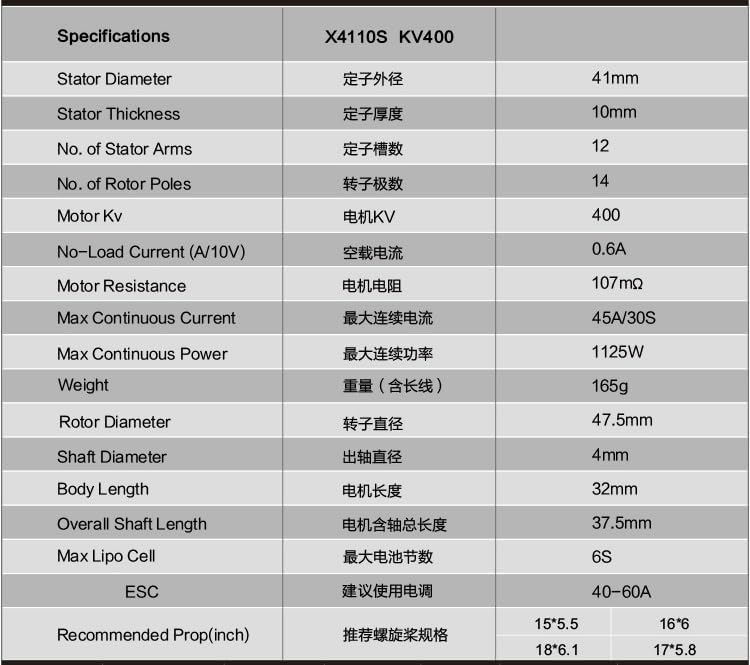 VERBANA 1 PC RC Drone Motor Spare Part X4110S 340KV 400KV 6S Brushless Motor Kit Replacement for RC Quadcopter Drone Accessories Part(400KV)