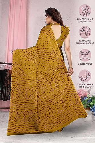Image of MIRCHI FASHION Saree for Woman Chiffon Georgette Solid with Contrast Border | Lightweight Daily Wear Women's Sari and Printed Blouse Piece