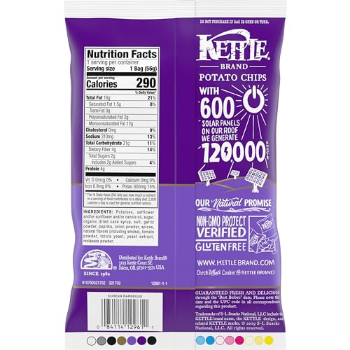 Image of Kettle Brand Potato Chips, Korean BBQ Chips, Snack Bag 2 Oz (pack of 6)