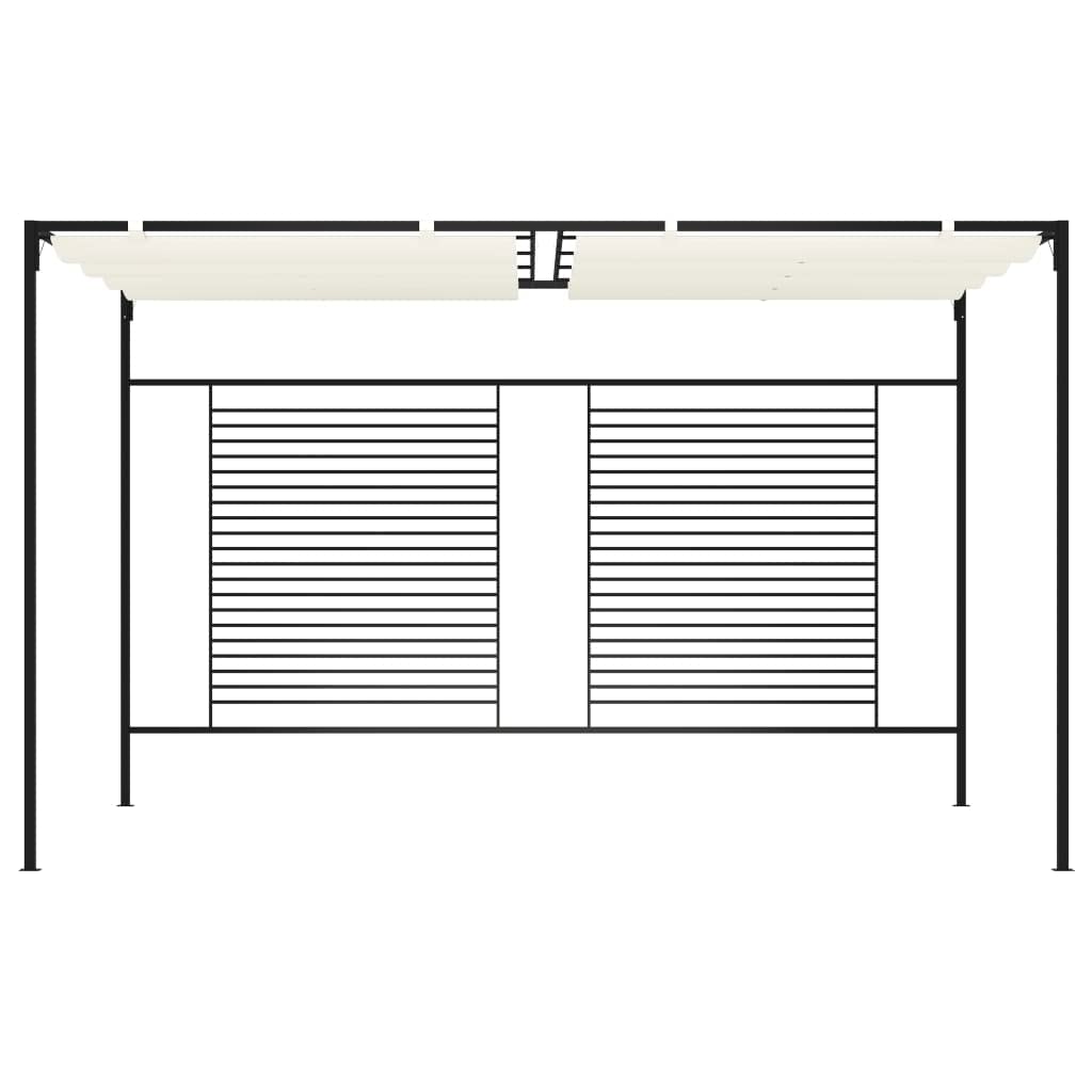 Pawilon z wysuwanym dachem, 3 x 4 x 2,3 m, kremowo-biały, poliester 180 g/m², wytrzymały pawilon grillowy do ogrodu, namiotu imprezowego, ochrona na zewnątrz podczas uroczystości rodzinnych