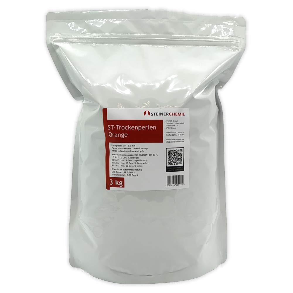 ST-Trockenperlen Orange (Silikagel, Trockenmittel), regenerierbar, 3 kg Beutel