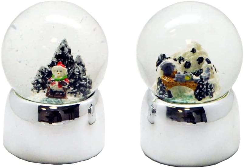 Minium Collection 20107ac Set of 2 Cute Mini Snow Globes Winter and