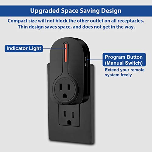 Bestten Wireless Remote Control Outlet Set (4 Outlets, 2 Remotes) With 110 Foot Range, Learning Code, Home Automation Set, Etl Listed, Black #TOP2