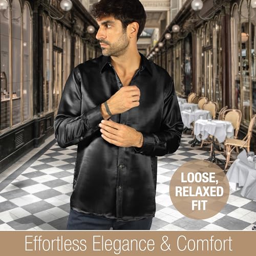 Luxury Artisan Silk Shirt for Men, Washable Pure Natural Silk 27 Mm Long Sleeves2