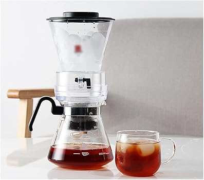 Cafetera Máquina de café y té con gotero de Hielo de Vidrio, máquina de Goteo Manual con Filtro, cafetera de Mesa de Flujo de Agua Ajustable Fácil de Usar6