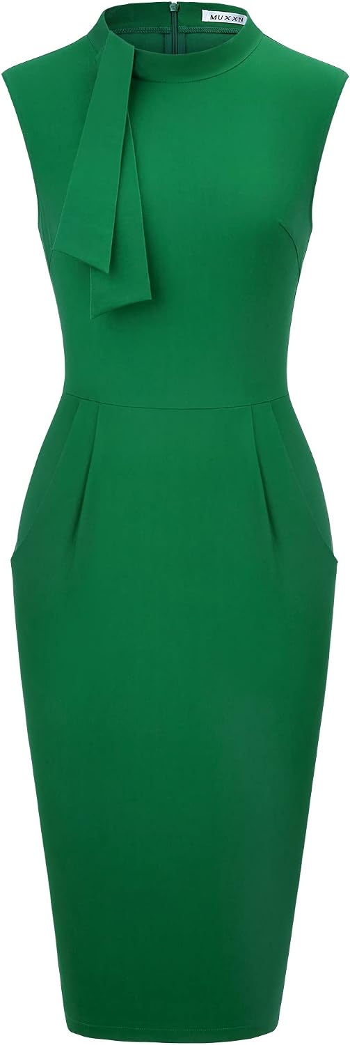 MUXXN Women's Audrey Hepburn Style Cute Little Black Dresses High Waist Bodycon Homecoming Dress