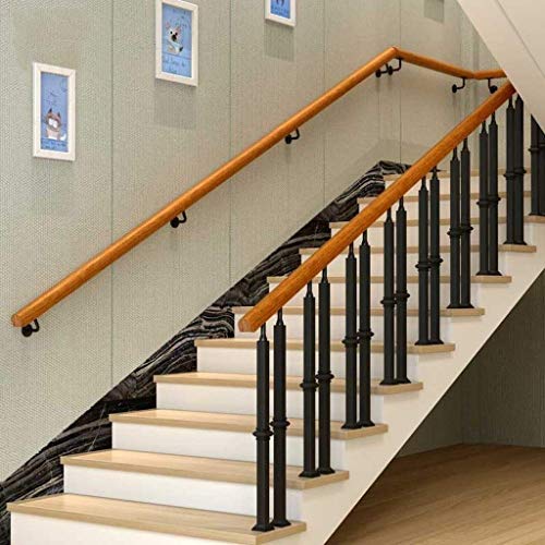 Rampe d'escalier intérieur bois massif avec kit support mural de sécurité - 5