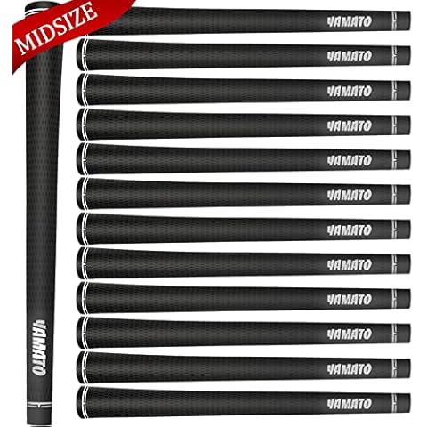 Yamato Black Nature Rubber Golfgriffe-Set, verpackt mit 13-teiligen mittelgroßen Golfschlägergriffen, All Weather Golfgriff Cover