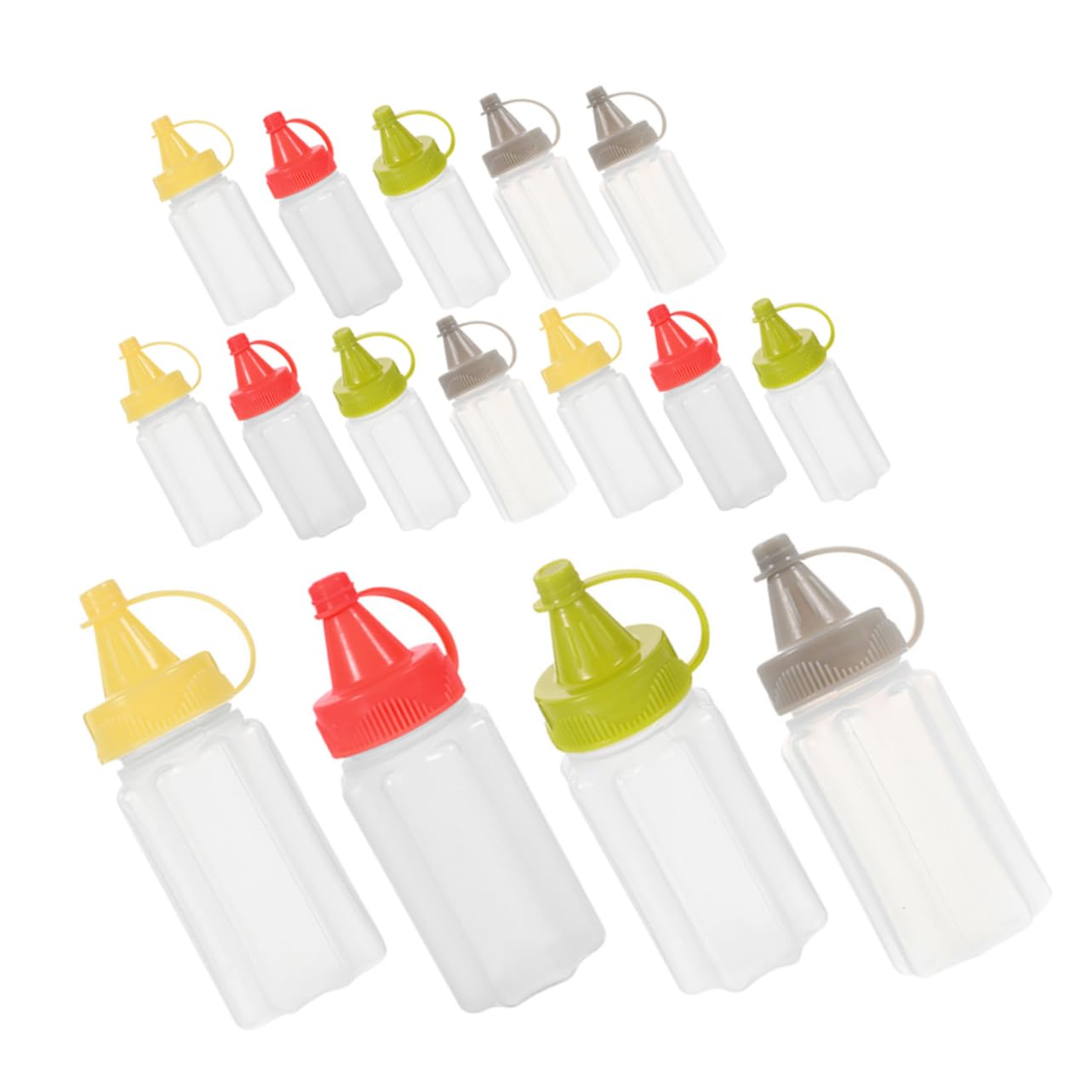 BRIGHTFUFU 16 Pcs Mini Squeeze Bottles Food Grade Plastic Condiment Dispenser for Ketchup Mustard Oil and Salad Dressing Portable Containers for Bbq Picnics and Lunch Boxes
