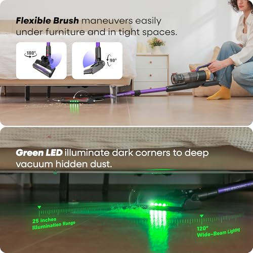 Image of UNINELL HOME UV2 Cordless Vacuum Cleaner, 48000Pa /550W Vacuum Cleaners for Home, Lightweight Stick Vacuum with 65Mins Runtime, Self-Standing&Wall Mount Charging, Tangle-Resistant Vacuum for Pet Hair