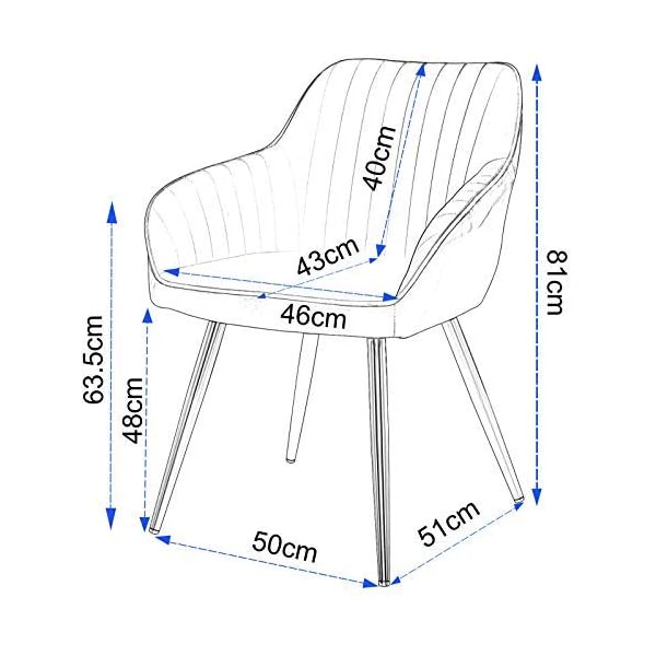 Lestarain Upholstered Dining Chairs, 1 Piece Armchair Kitchen Chair Velvet Seat Gold Metal Legs Reception Chairs with Backrest Soft Cushion - Image 4